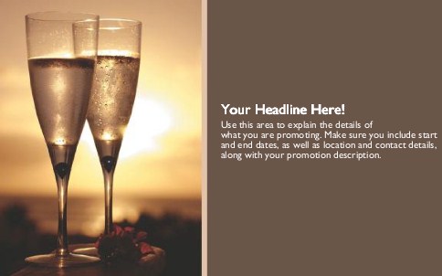Two Champagne Glasses Full Colour Oversized Postcards