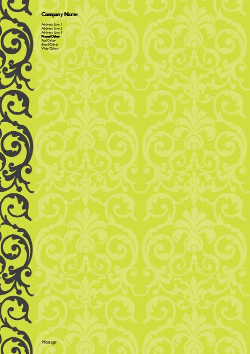 Elegant Lime Lace A4 Letterhead