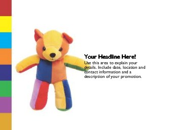 Tri-Coloured Teddy Bear Large Magnets