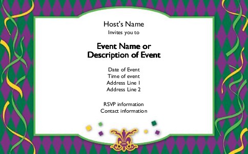 Mardi Gras Marriage Postcard Invitation-Oversized