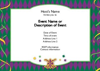Mardi Gras Marriage Postcard Invitation-Standard