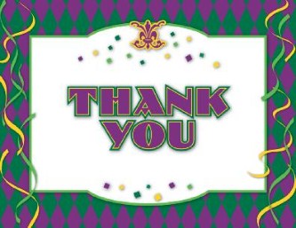 Mardi Gras Marriage Wedding Thank You Cards
