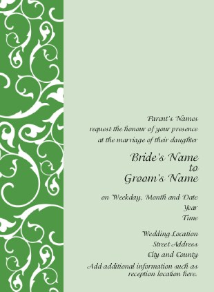 Scrolling Flowers-Light Green Wedding Invitations