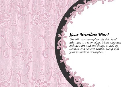 Raspberry Damask Full Colour Oversized Postcards