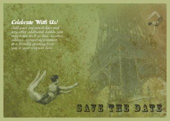 Paris Acrobtique Standard Sized Save the Date Postcards