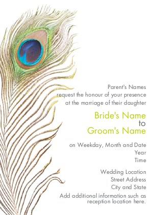 Peacock Plume Wedding Invitations