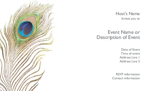 Peacock Plume Postcard Invitation-Oversized
