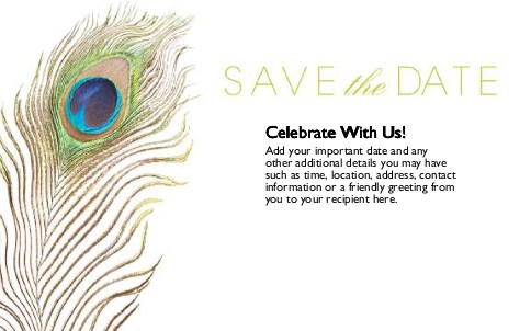 Peacock Plume Oversized Save the Date  Postcards