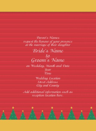 Christmas Trees with Stars Wedding Invitations