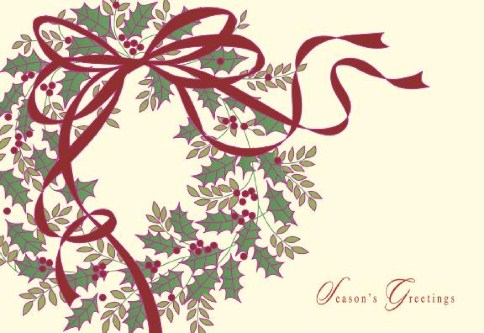 Holly Wreath Personalised Christmas Cards