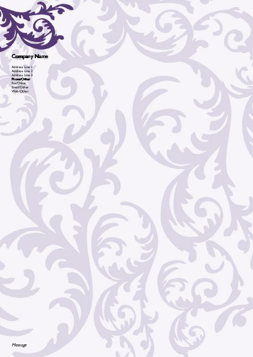Flirty Purple Swirl A4 Letterhead