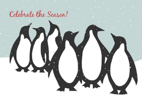 Penguin Celebration Personalised Christmas Cards