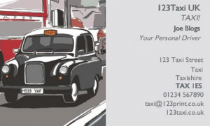 Business Card with A London Cab Design