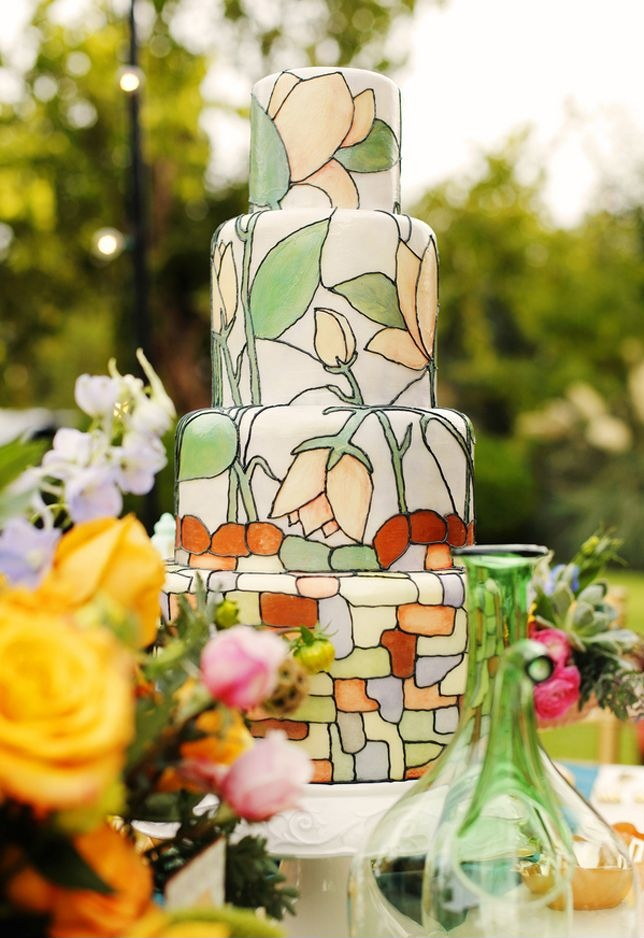 Hand-Painted Wedding Cake
