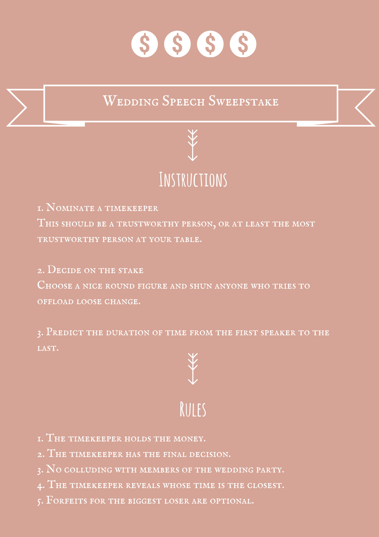 Wedding Speech Sweepstake 101