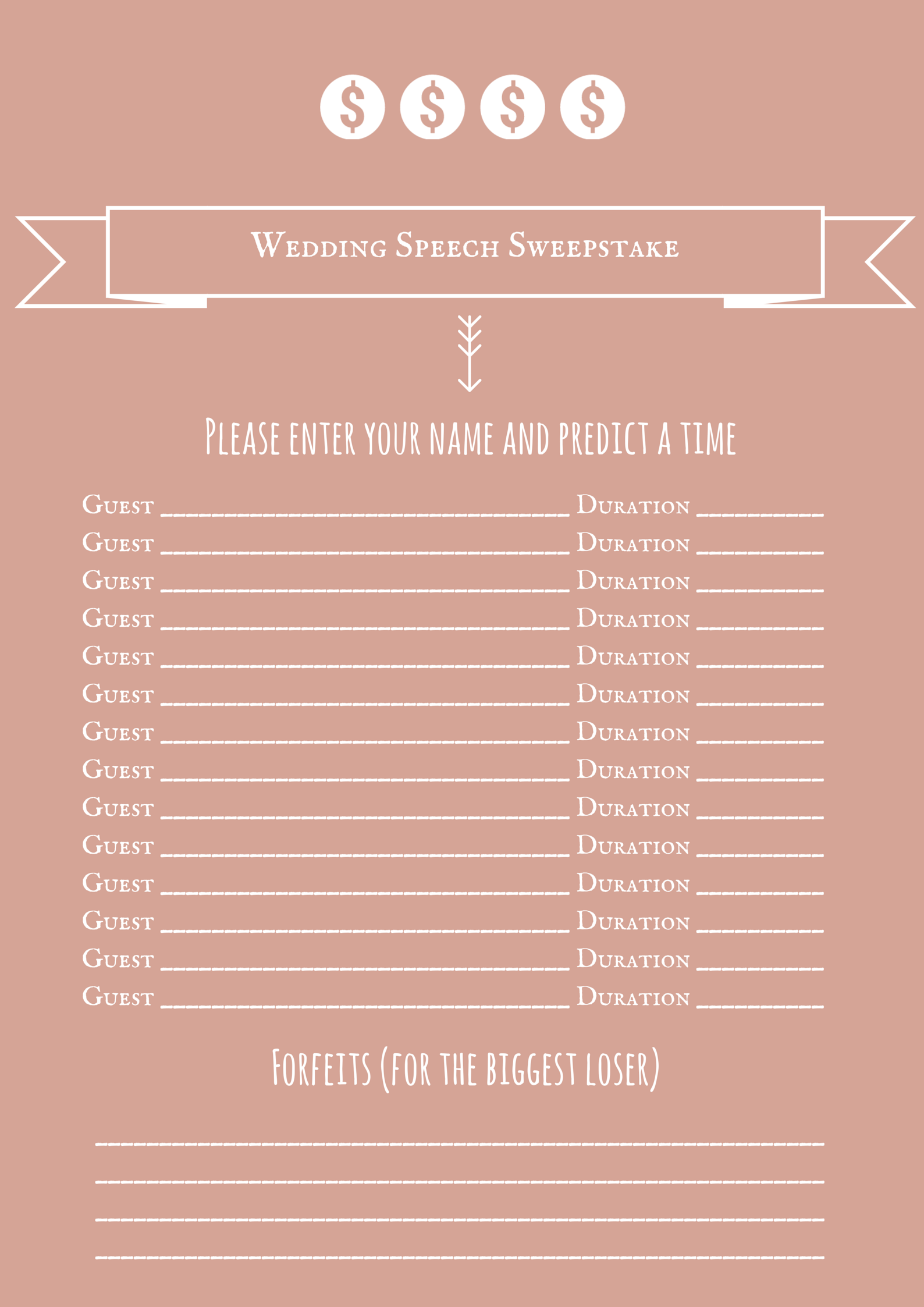 Wedding Speech Sweepstake 201