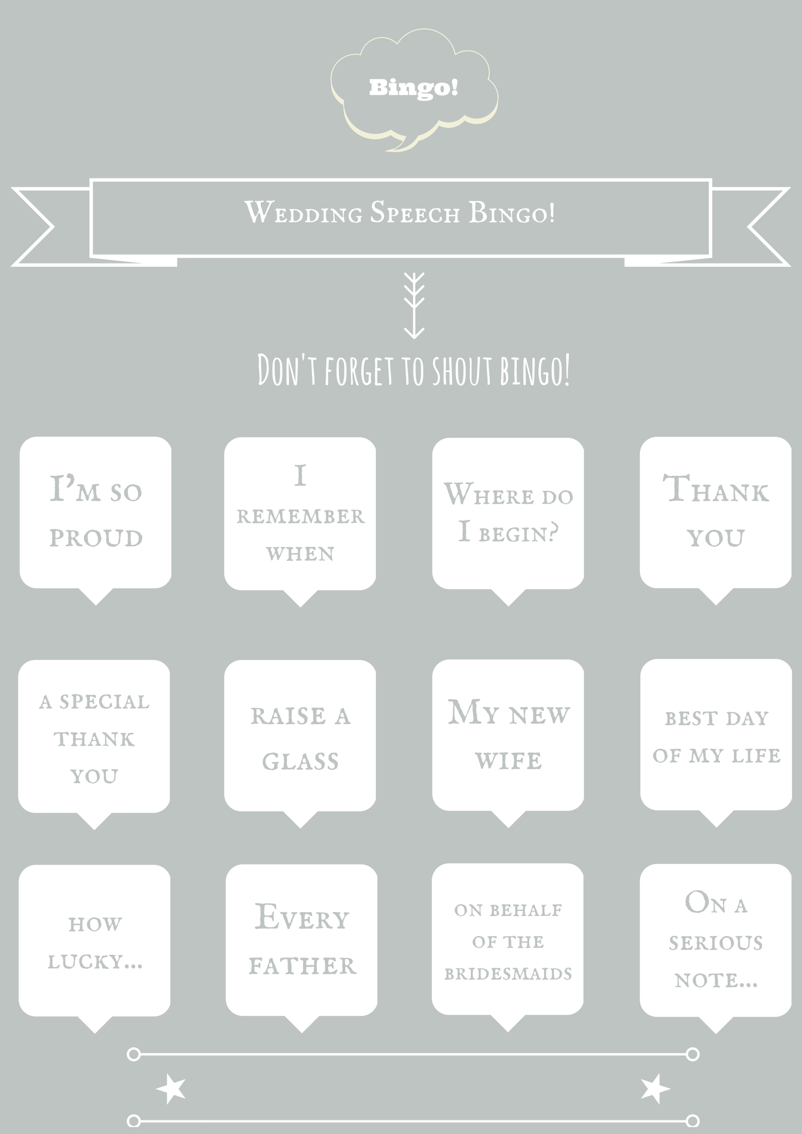 wedding bingo free downloadable template